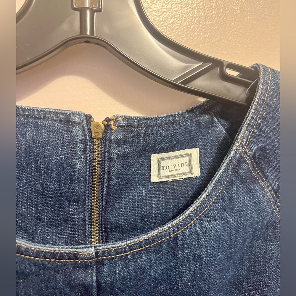 Blue Denim fit and flare Dress with pockets - Picture 3 of 11